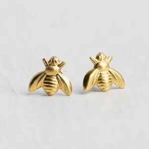 Petite Gold Bee Earrings